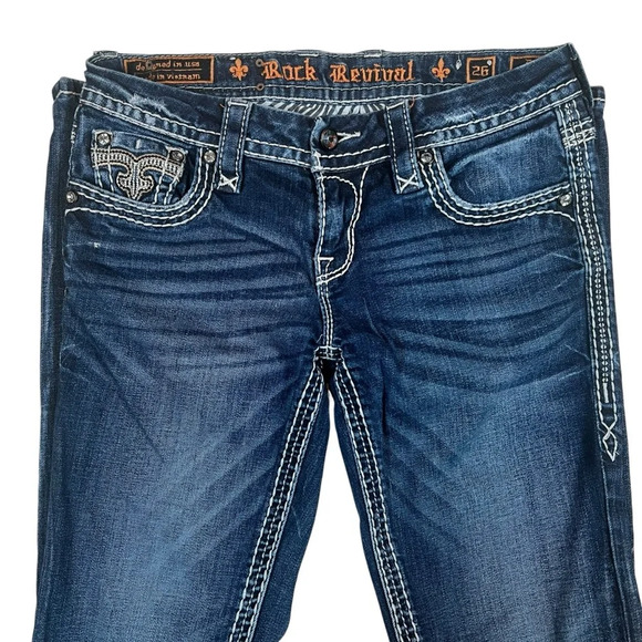 Rock Revival Dania Easy Skinny Jeans – Size 26 – Distressed & Embellished - Picture 2 of 15